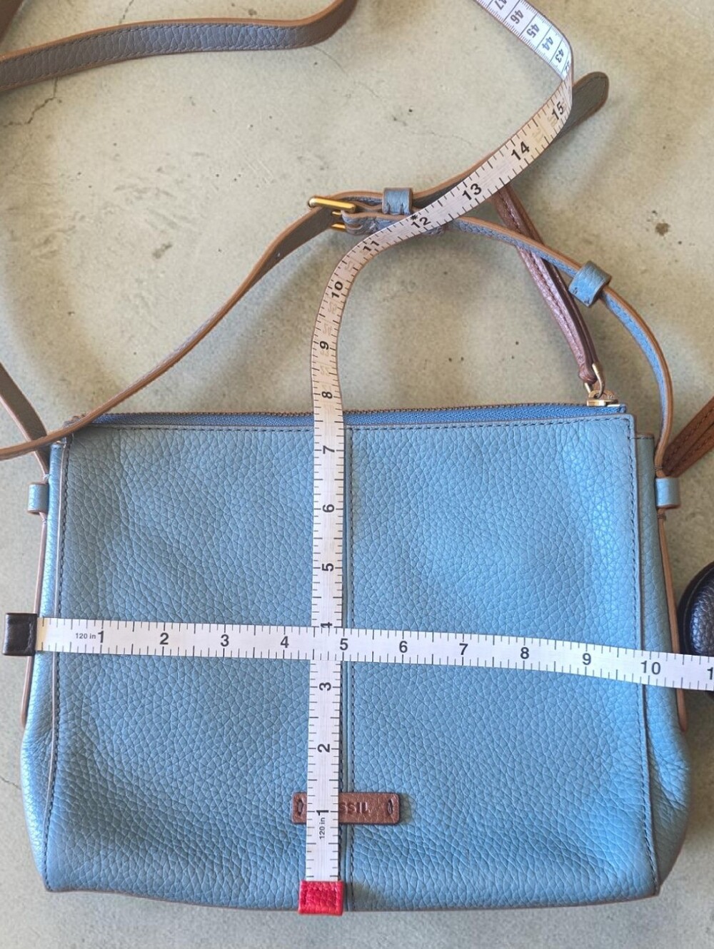 FOSSIL Blue  Leather Crossbody Bag New - Picture 6 of 7